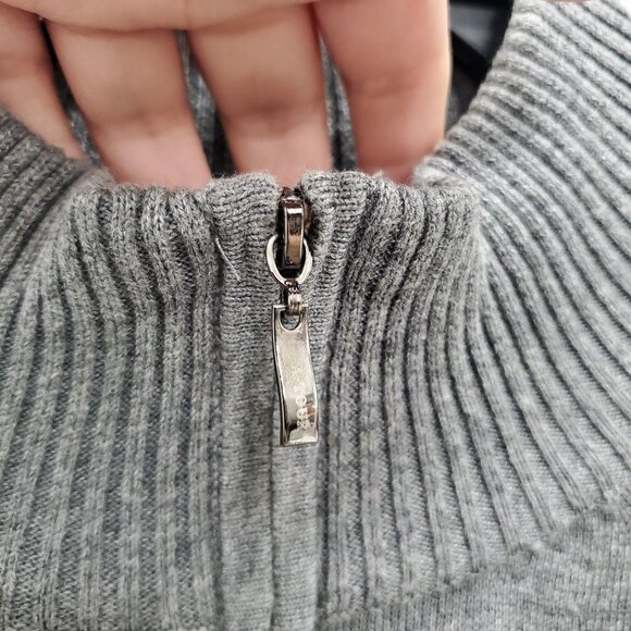 PGA Tour Men's Gray Soft Cotton 1/4 Zip Mock Neck LS Golf Pullover Sweater Sz L - Picture 2 of 4